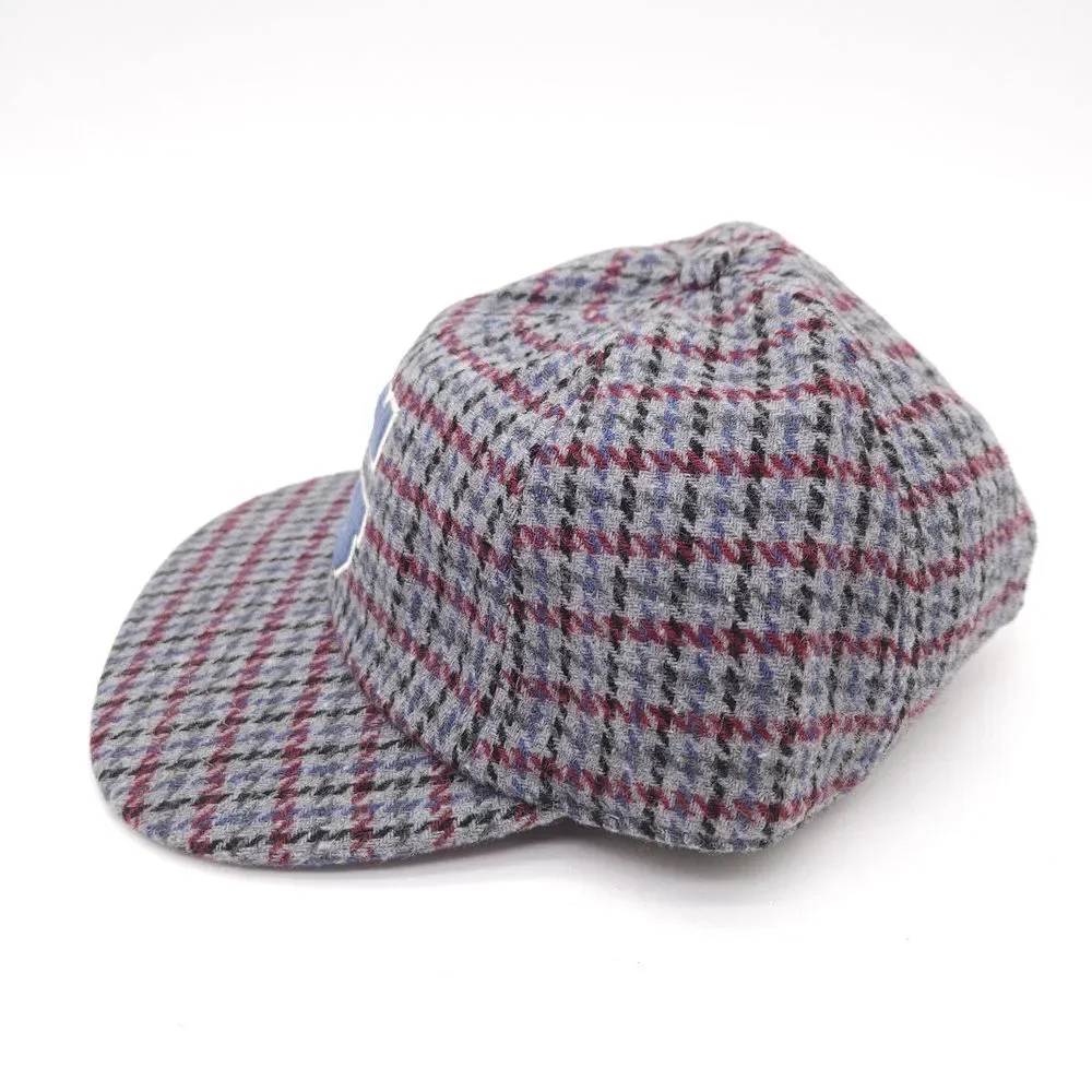Gap G Letter Wool Strapback Hat Houndstooth Plaid Pattern Vintage Style Ball Cap